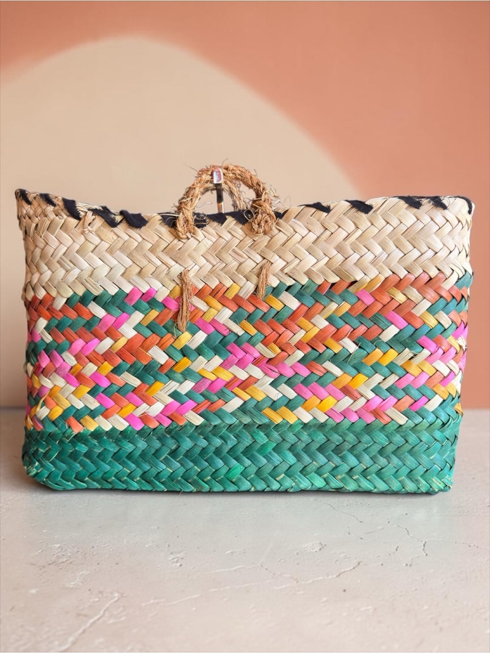Large Handwoven Pandan Leaf Tote Bag.